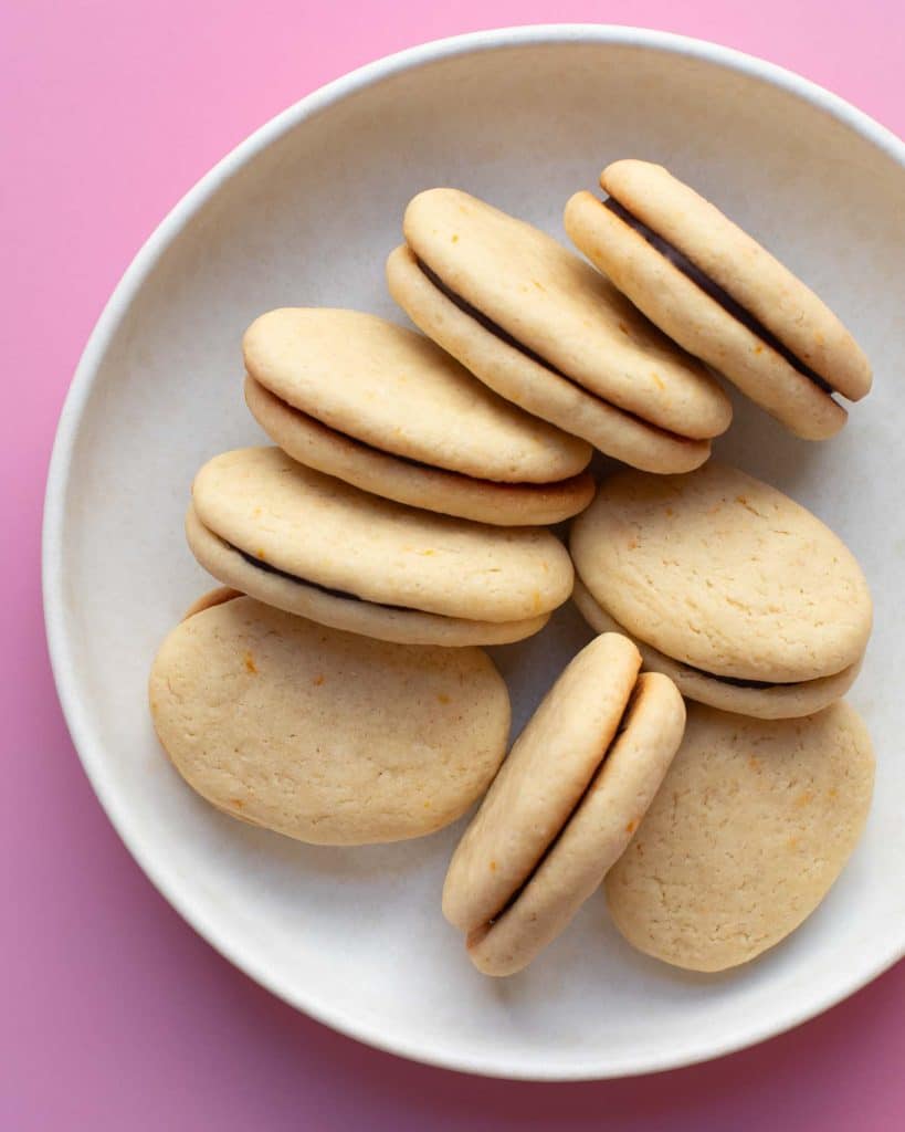 Vegan milano cookies on a plate