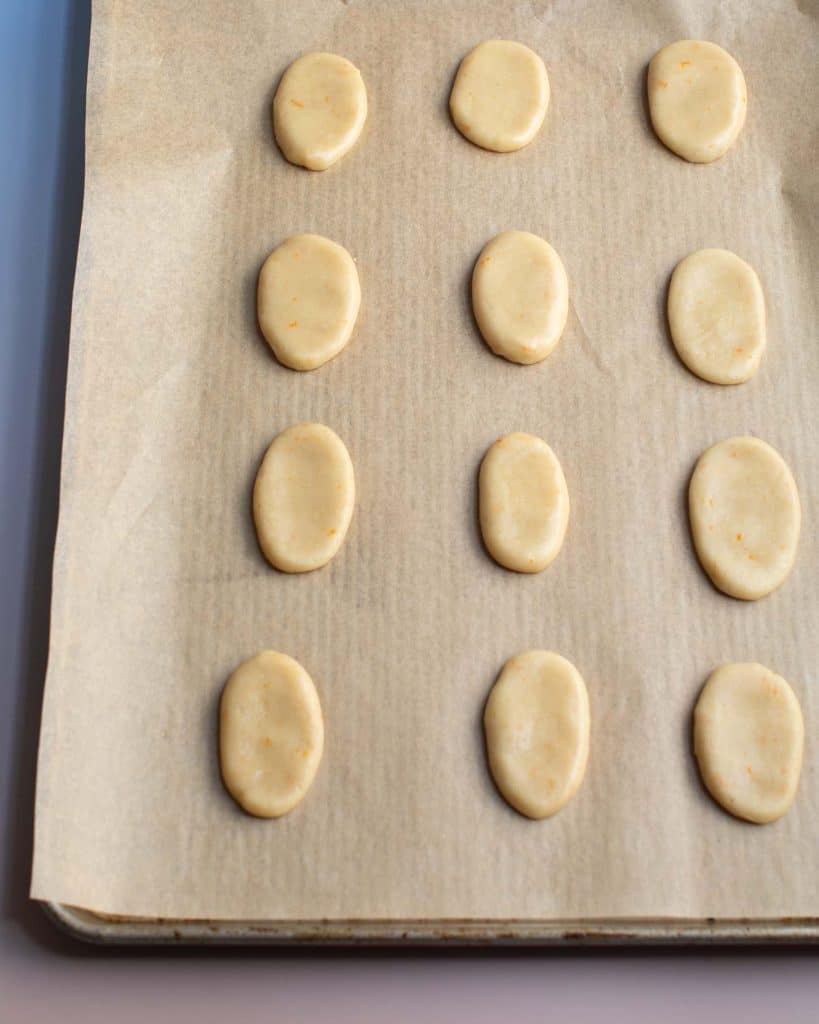 Vegan milano dough on a cookie sheet