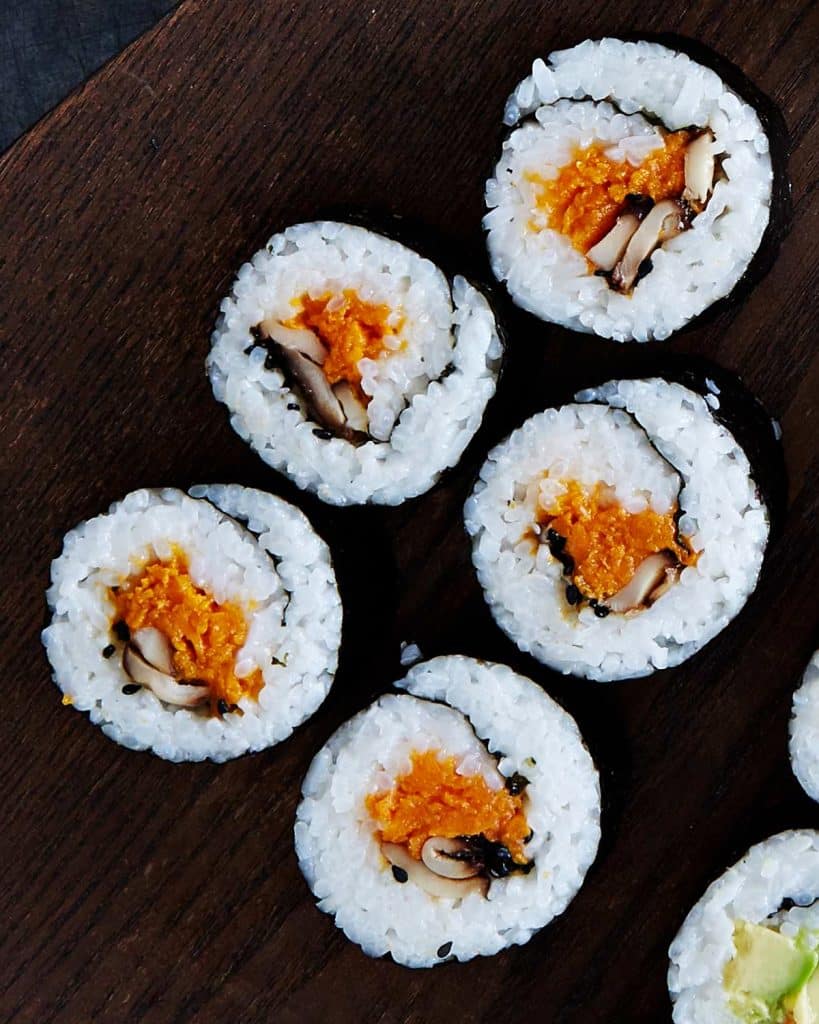 Vegan Sweet Potato Shiitake Sushi Rolls