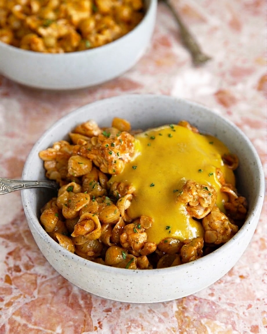 Tempeh helper, a vegan hamburger helper copycat