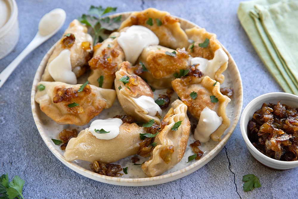 Vegan Potato Pierogi With Caramelized Onions