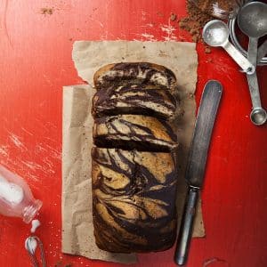 vegan marbled banana bread. the banana bread with the chocolate swirl!
