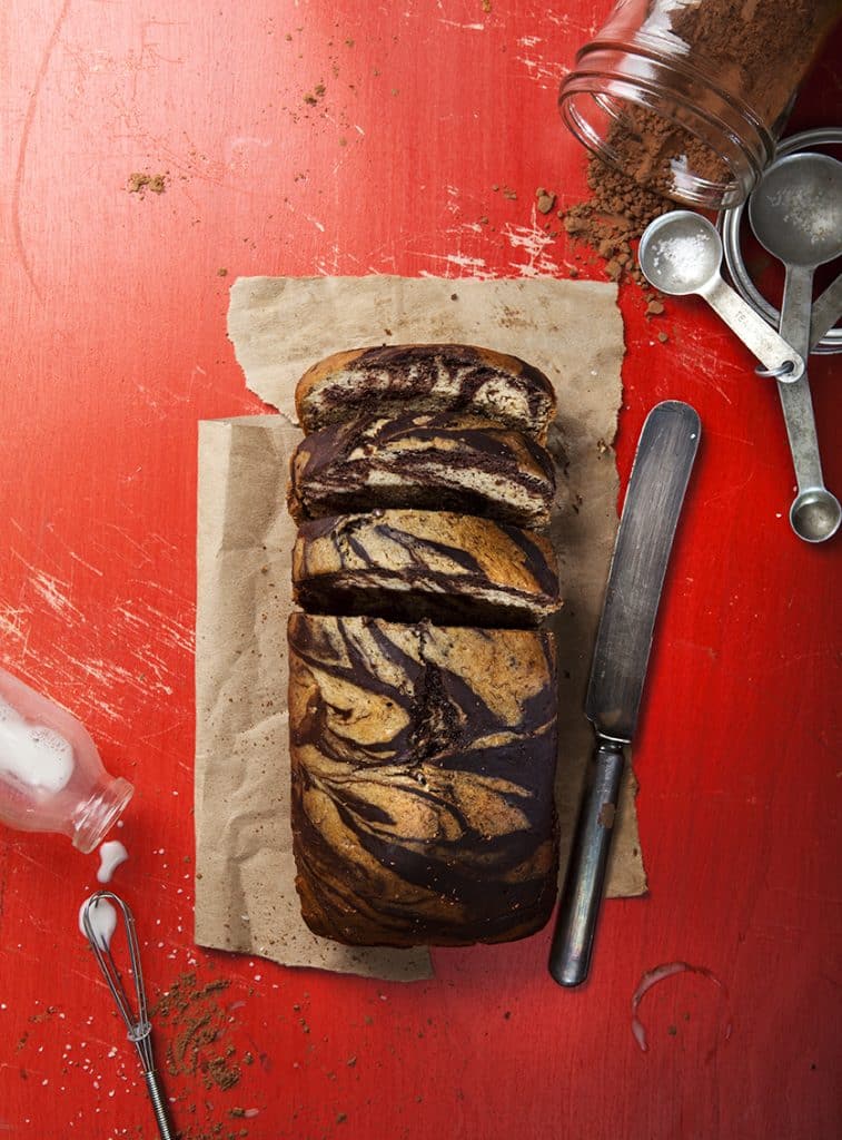 vegan marbled banana bread. the banana bread with the chocolate swirl!