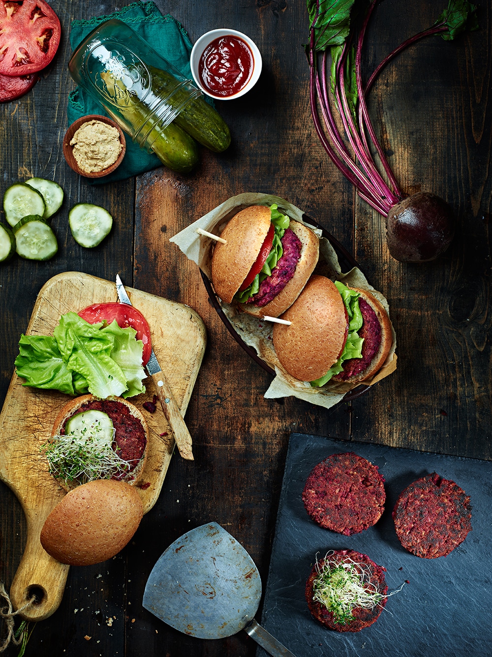 Vegan beetroot burgers that are hearty and delicious