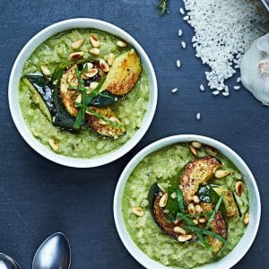 Vegan Pesto Risotto With Roasted Zucchini