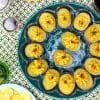 Vegan deviled eggs made out of potatoes