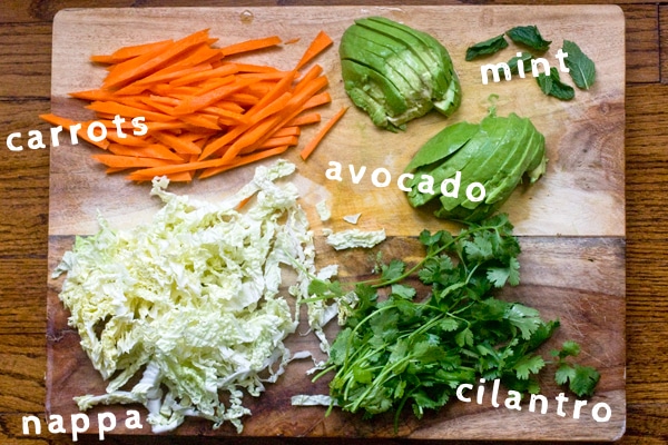Vegan rice paper roll ingredients