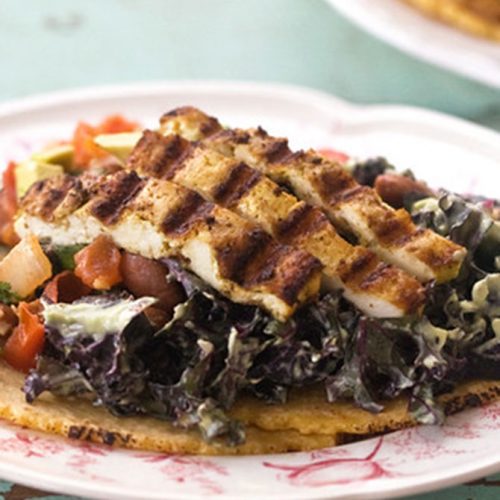 Curry Tofu Tacos With Pintos & Kale Slaw