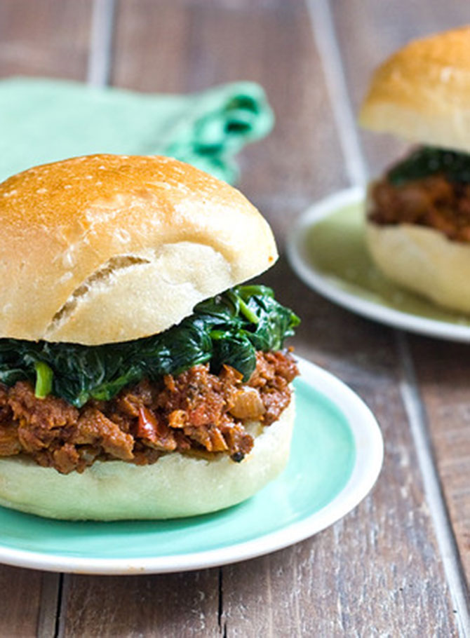 Jerk Sloppy Joes With Coconut Creamed Spinach – Post Punk Kitchen – Isa Chandra MoskowitzFacebookInstagramTwitterFacebookInstagramTwitter