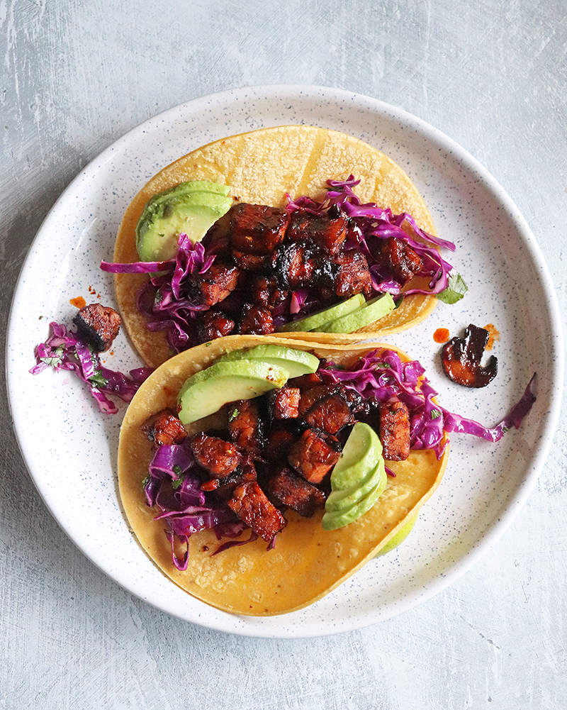 BBQ 5-Spice Tempeh Mushroom Tacos