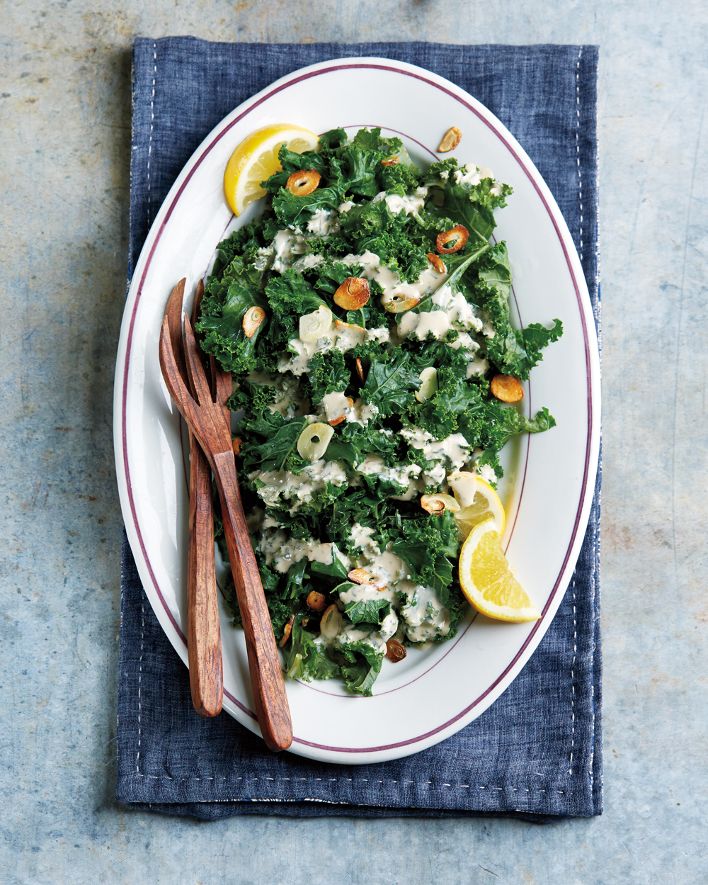 Easy Vegan Sautéed Kale With Garlic & Tahini Dressing