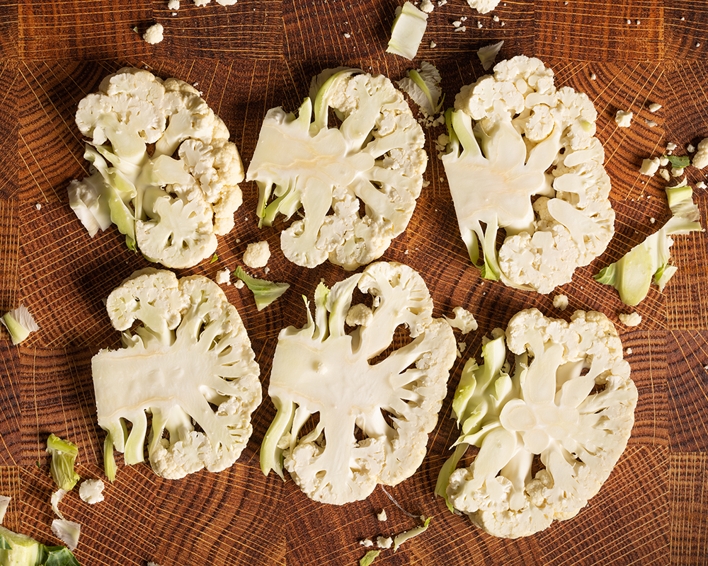 Cauliflower steaks perfectly butchered