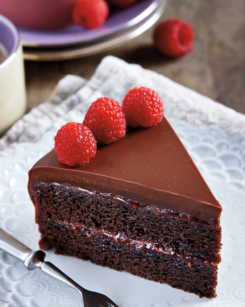 Vegan chocolate raspberry cake