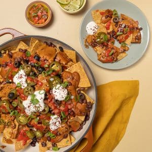 Easy vegan nachos with coconut queso