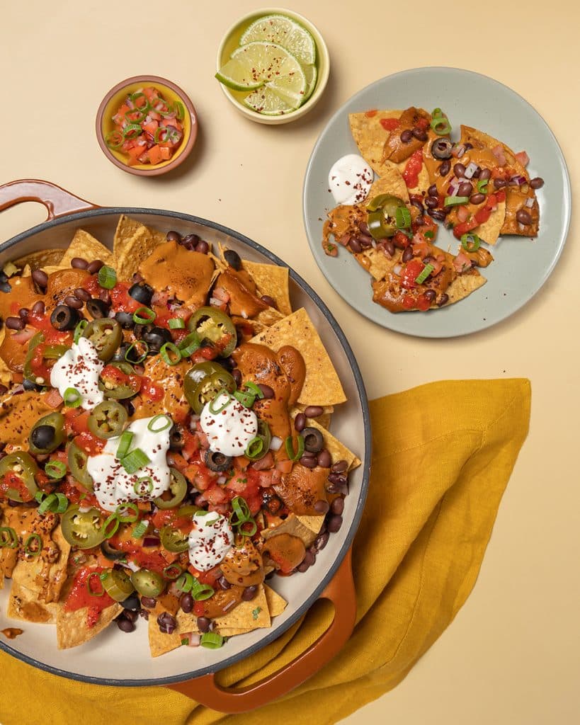 Easy vegan nachos with coconut queso