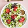 Vegan strawberry feta salad with almond feta and maple dijon dressing