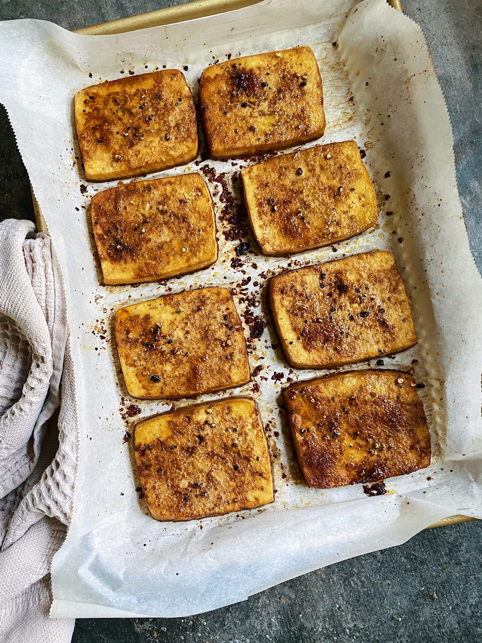 Easy, savory oven baked tofu - formerly known as Noochy Baked Tofu