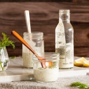 Easy vegan ranch dressing with lots of herbs