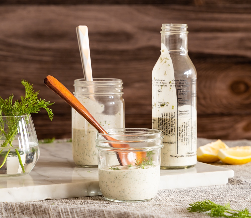 Easy vegan ranch dressing with lots of herbs
