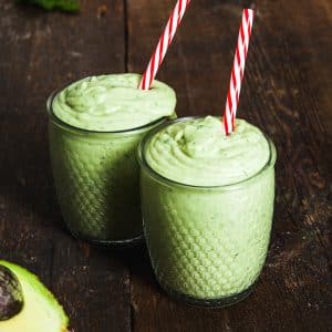 vegan shamrock shakes made with avocado, coconut milk and fresh mint