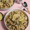 Baba ghanoush pasta - creamy tahini eggplant pasta with lemon and pinenuts