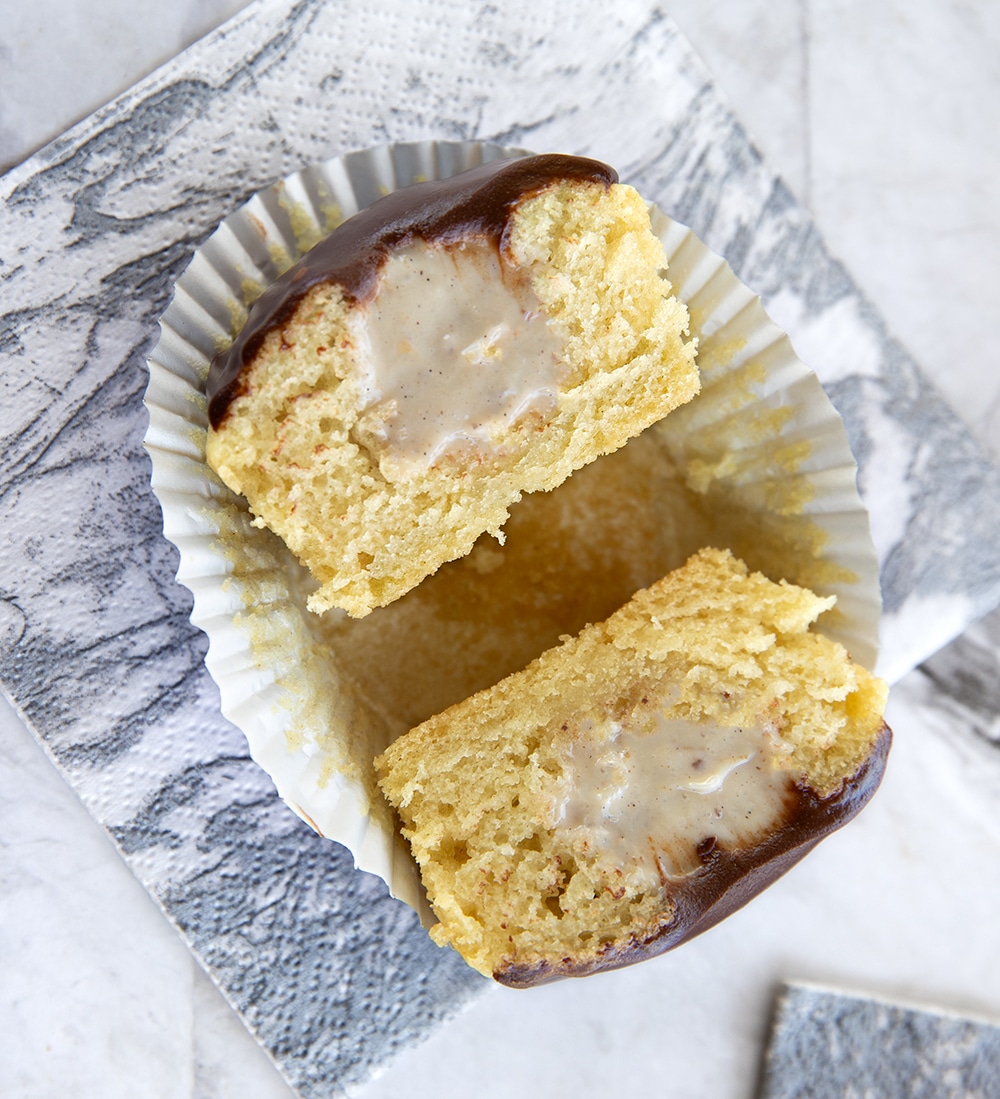 Vegan Boston Cream Cupcakes with pastry cream