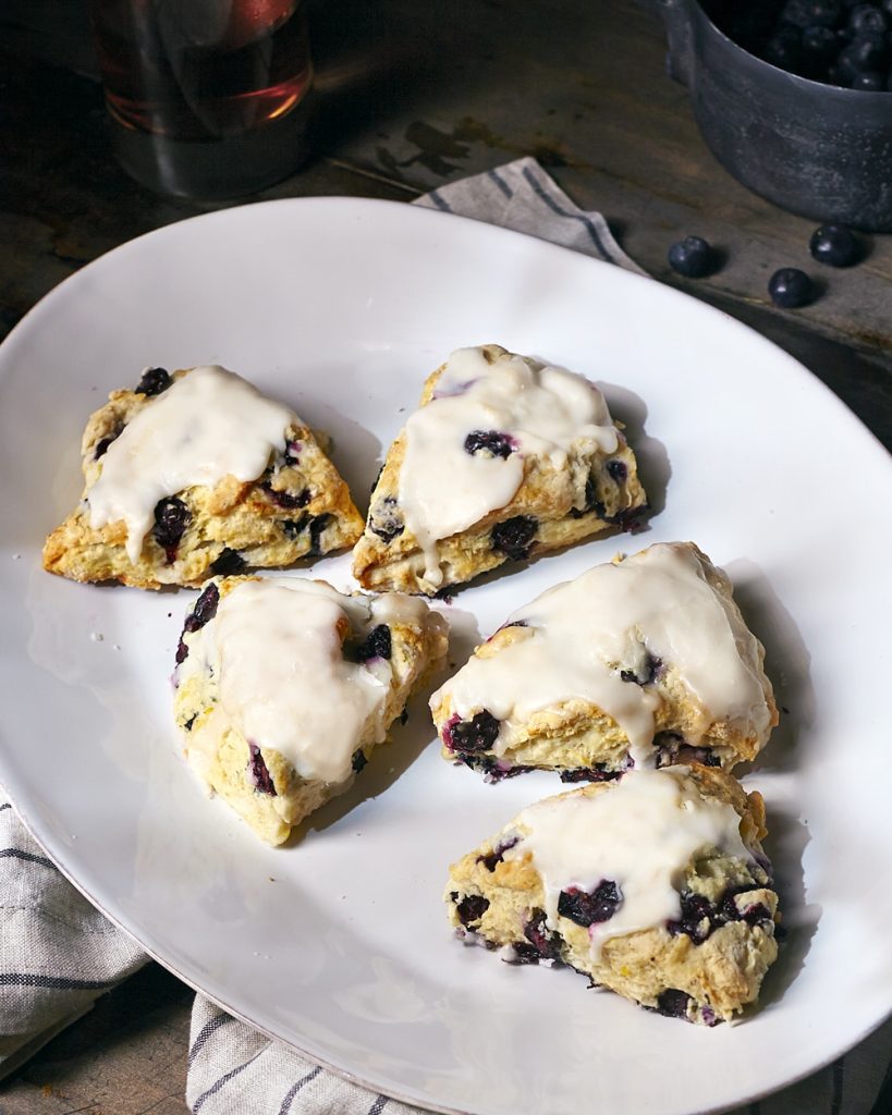 Vegan Lemon Glazed Blueberry Scones