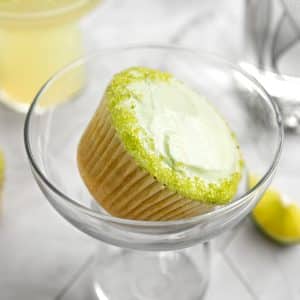 vegan margarita cupcakes with a sugar rim