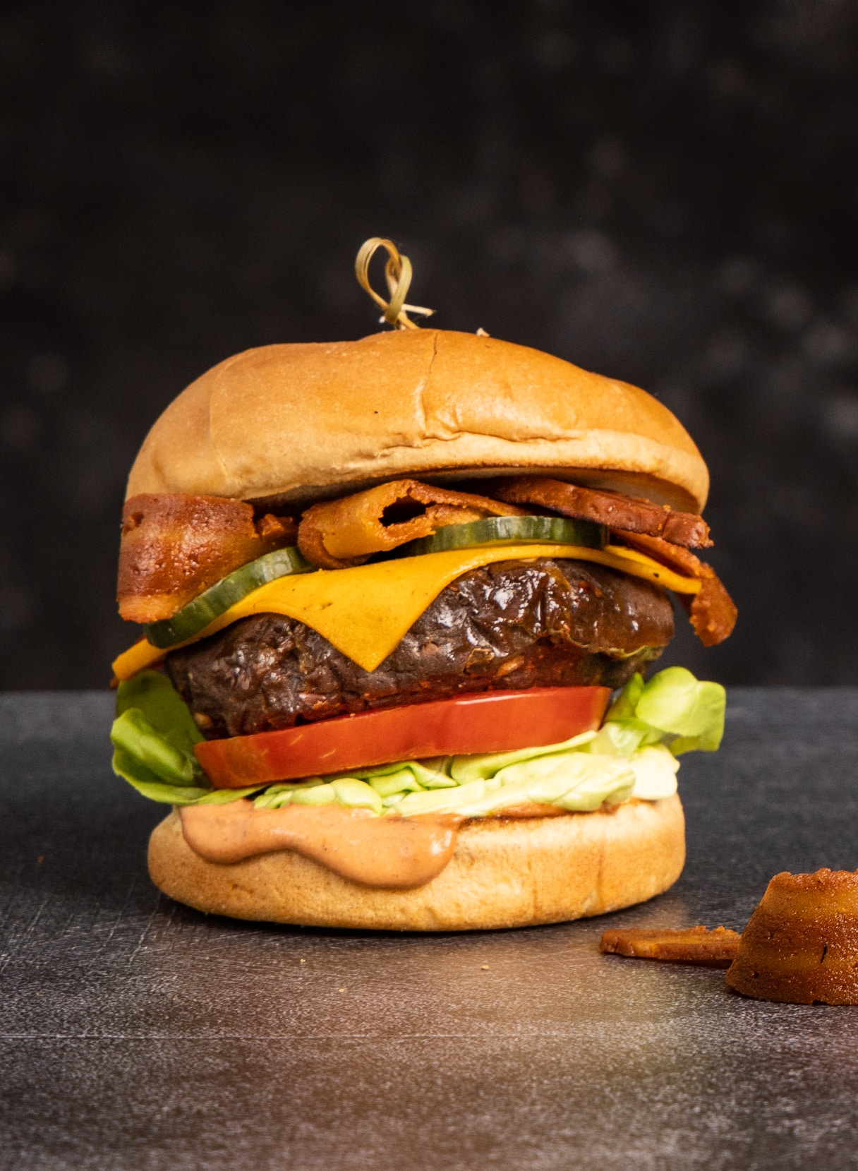 Vegan bacon cheeseburger