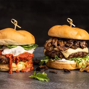 Meaty vegan seitan burgers