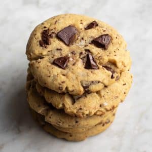 Vegan chocolate chip cookies made with olive oil