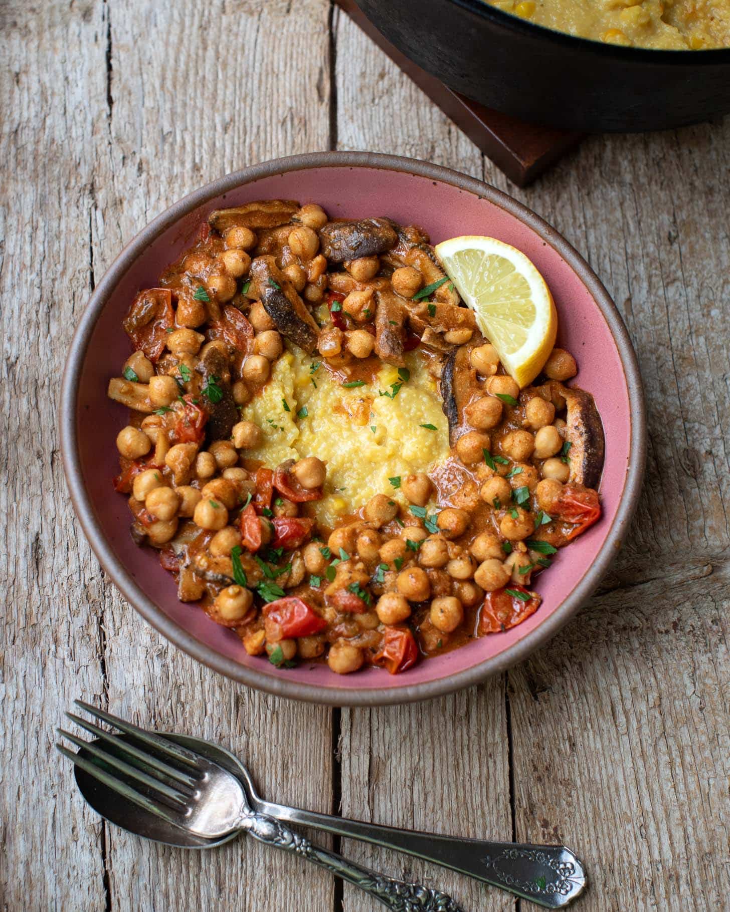 Vegan shrimp and grits! It's shrooms and grits.