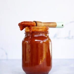 Homemade bbq sauce recipe with a brush on top