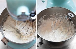 vegan buttercream without vegan butter being whipped until light and creamy