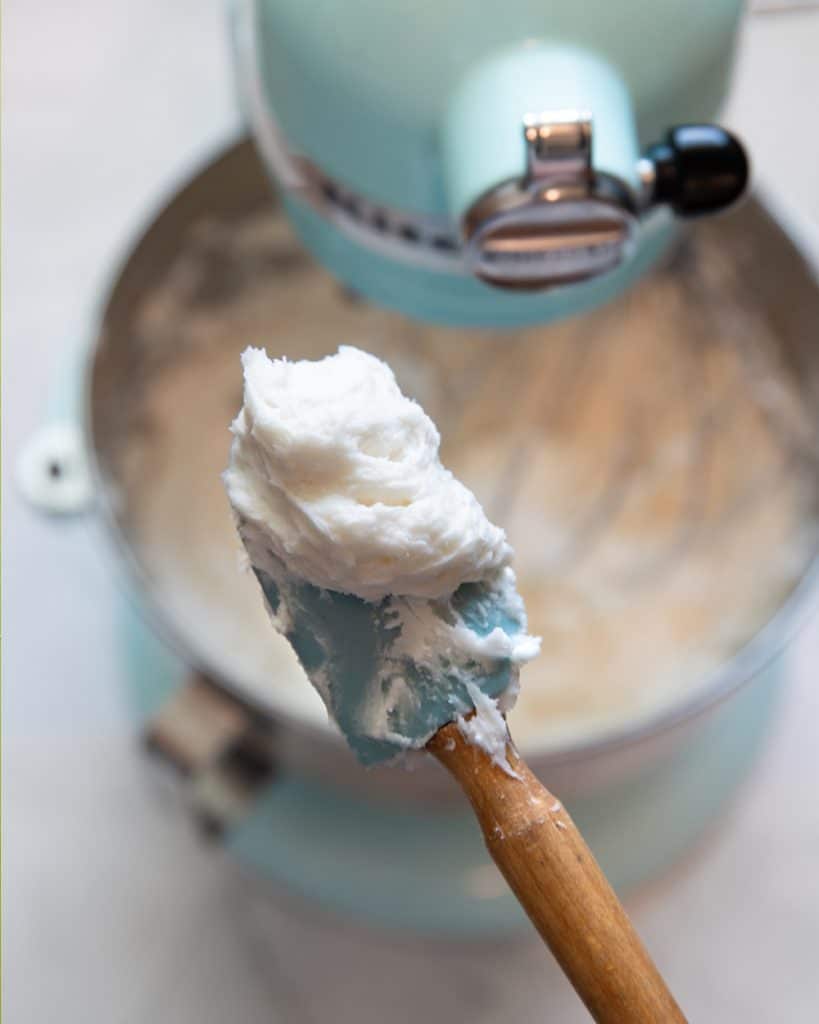 vegan buttercream without butter on a spatula