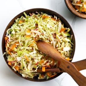 Vegan vinegar based coleslaw with no mayo